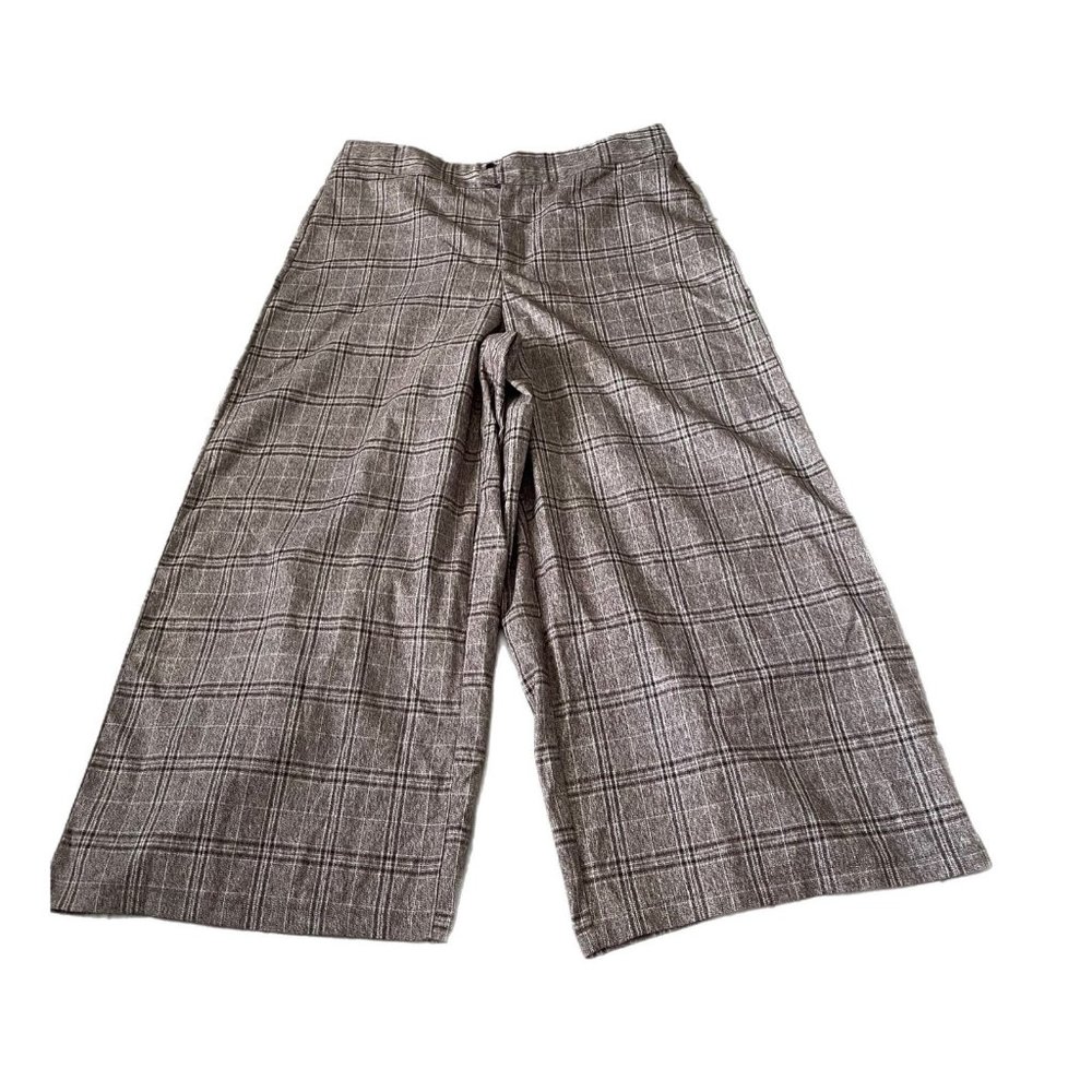 Shein Curve brown plaid flare leg cropped pants size 2XL